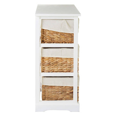 Ashby White Acacia Wood and Water Hyacinth 6 Drawer Chest