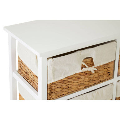 Ashby White Acacia Wood and Water Hyacinth 6 Drawer Chest