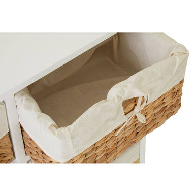 Ashby White Acacia Wood and Water Hyacinth 6 Drawer Chest