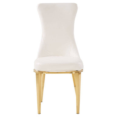 Forli White Leather Effect Dining Chair with Gold Finish Legs