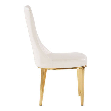 Forli White Leather Effect Dining Chair with Gold Finish Legs