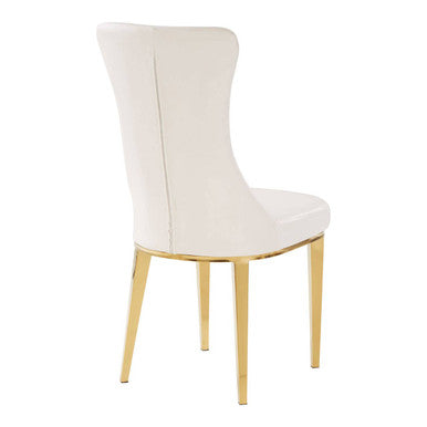 Forli White Leather Effect Dining Chair with Gold Finish Legs