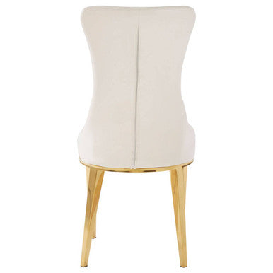 Forli White Leather Effect Dining Chair with Gold Finish Legs