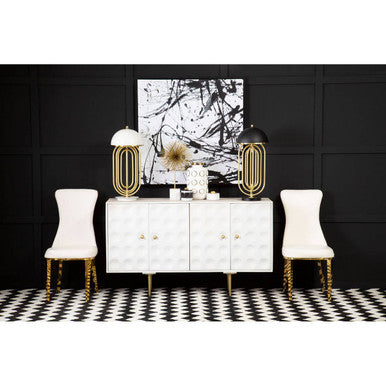 Forli White Leather Effect Dining Chair with Gold Finish Legs