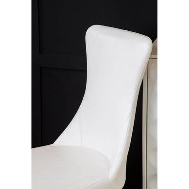 Forli White Leather Effect Dining Chair with Gold Finish Legs