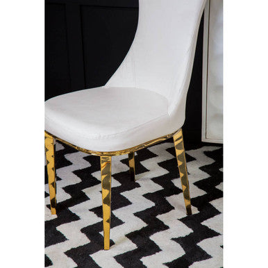Forli White Leather Effect Dining Chair with Gold Finish Legs
