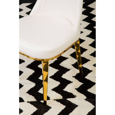 Forli White Leather Effect Dining Chair with Gold Finish Legs