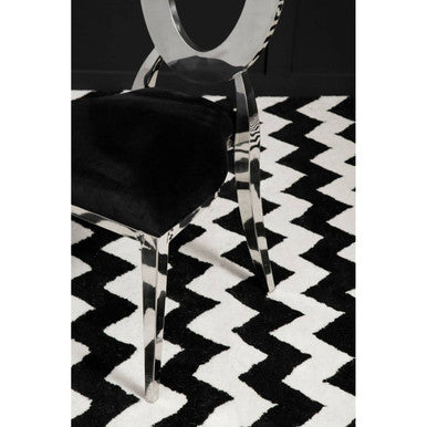 Sarita Black Velvet and Silver Finish Stackable Oval Back Dining Chair