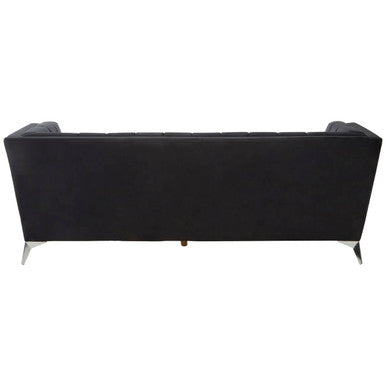 Hansa Black Velvet Channel Tufted 3 Seater Sofa