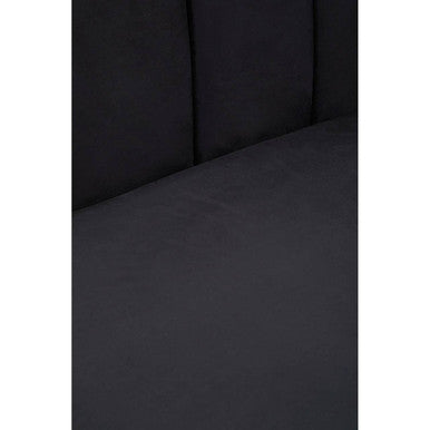 Hansa Black Velvet Channel Tufted 3 Seater Sofa