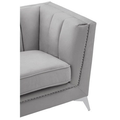 Hansa Grey Velvet 2 Seater Sofa