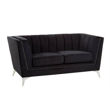 Hansa Black Velvet 2 Seater Sofa