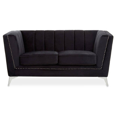Hansa Black Velvet 2 Seater Sofa