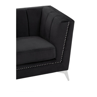 Hansa Black Velvet 2 Seater Sofa