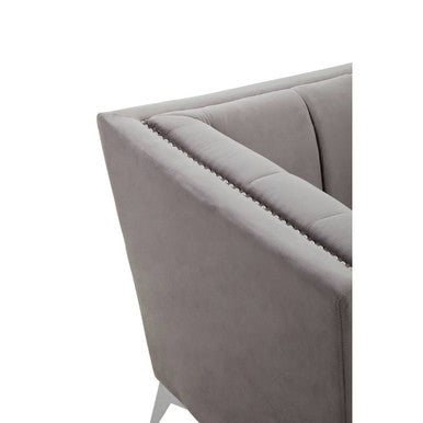 Hansa Grey Velvet Channel Tufted Chair