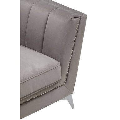 Hansa Grey Velvet Channel Tufted Chair