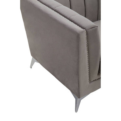 Hansa Grey Velvet Channel Tufted Chair