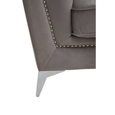 Hansa Grey Velvet Channel Tufted Chair