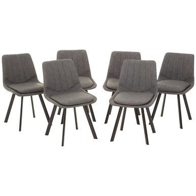 Wood Effect Dining Table with 6 Grey Dining Chairs Set