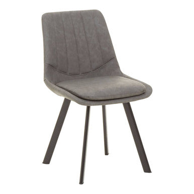 Wood Effect Dining Table with 6 Grey Dining Chairs Set