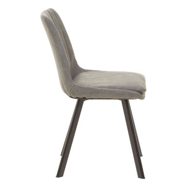 Wood Effect Dining Table with 6 Grey Dining Chairs Set