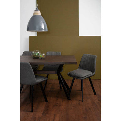 Wood Effect Dining Table with 6 Grey Dining Chairs Set