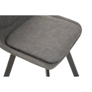 Wood Effect Dining Table with 6 Grey Dining Chairs Set
