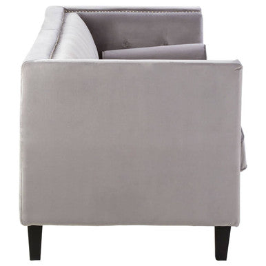 Felisa Grey Velvet 3 Seater Sofa with Stud Detail