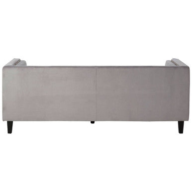 Felisa Grey Velvet 3 Seater Sofa with Stud Detail