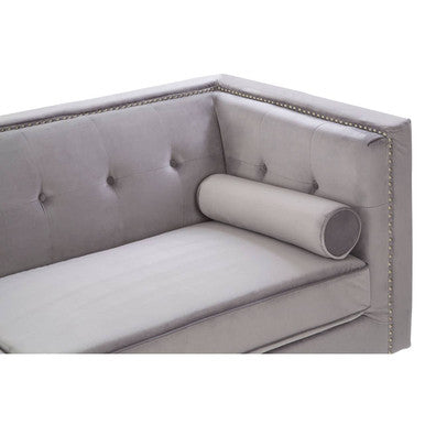 Felisa Grey Velvet 3 Seater Sofa with Stud Detail