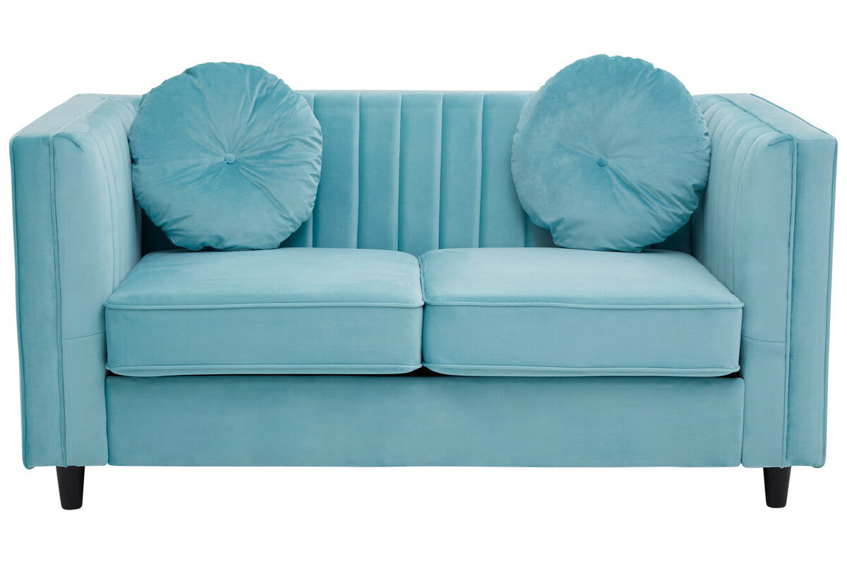 Farah Green Velvet 2 Seater Sofa with Pleated Detail