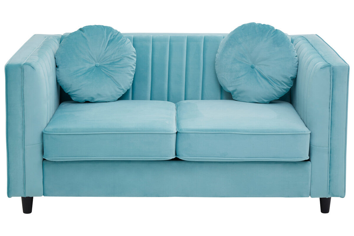 Farah Green Velvet 2 Seater Sofa with Pleated Detail
