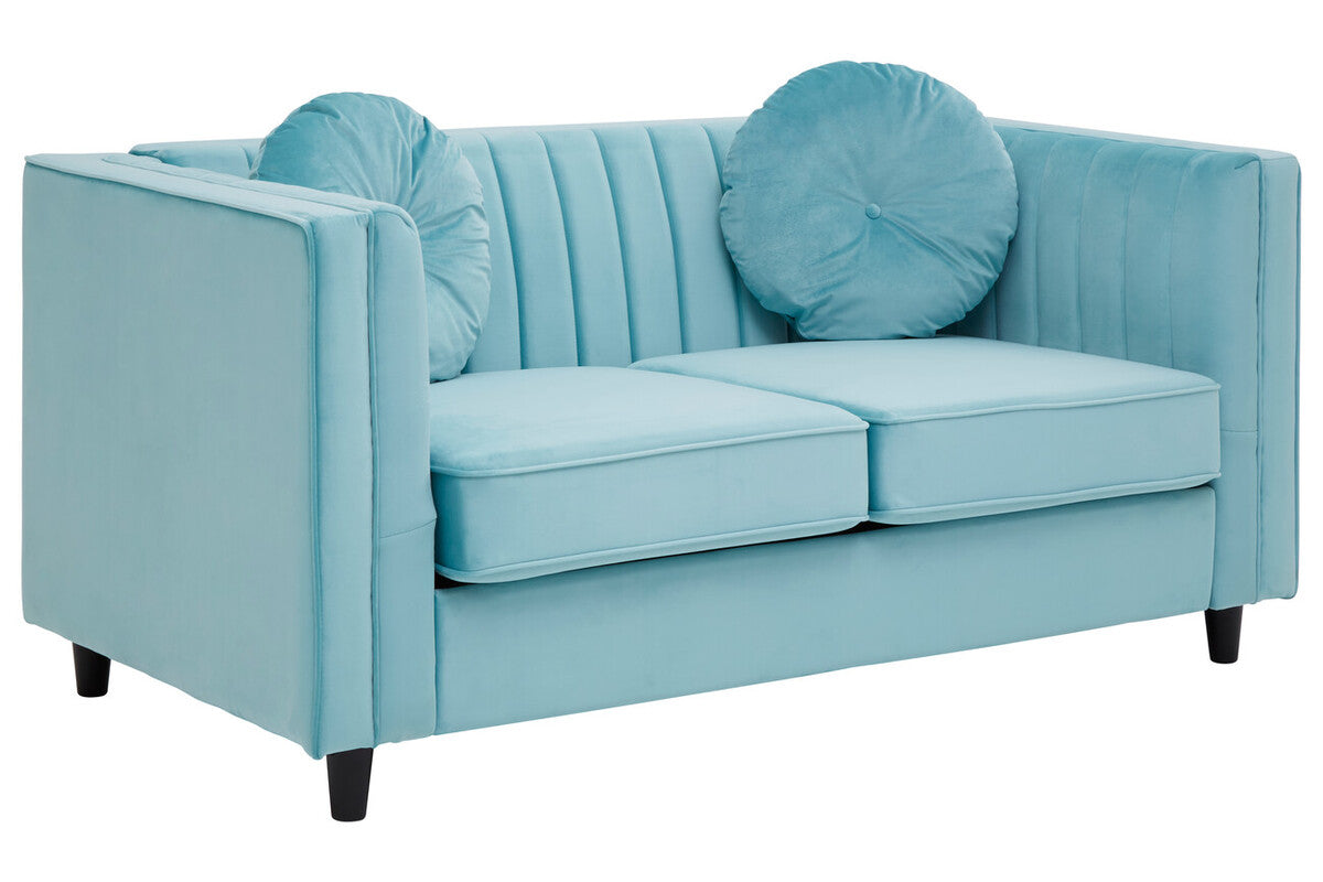 Farah Green Velvet 2 Seater Sofa with Pleated Detail