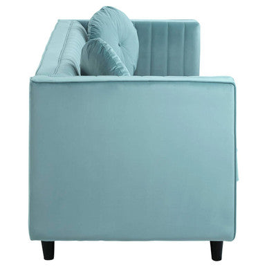 Farah Green Velvet 3 Seater Sofa with Pleated Detail