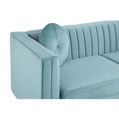 Farah Green Velvet 3 Seater Sofa with Pleated Detail