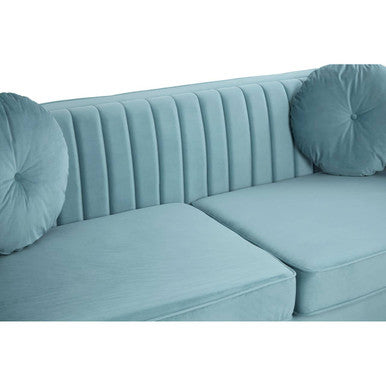 Farah Green Velvet 3 Seater Sofa with Pleated Detail