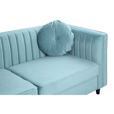 Farah Green Velvet 3 Seater Sofa with Pleated Detail
