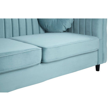 Farah Green Velvet 3 Seater Sofa with Pleated Detail