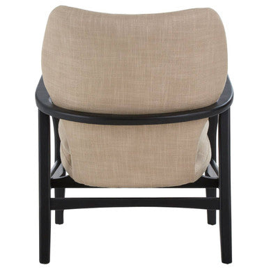 Stockholm Beige Fabric Winged Chair with Wooden Frame