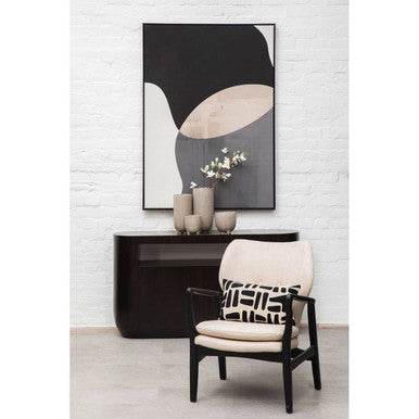 Stockholm Beige Fabric Winged Chair with Wooden Frame