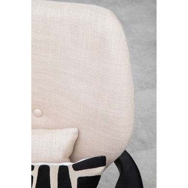 Stockholm Beige Fabric Winged Chair with Wooden Frame