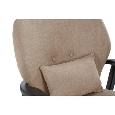 Stockholm Beige Fabric Winged Chair with Wooden Frame