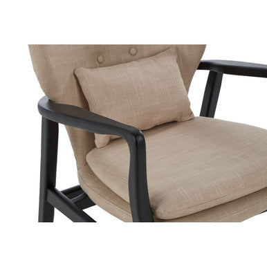 Stockholm Beige Fabric Winged Chair with Wooden Frame