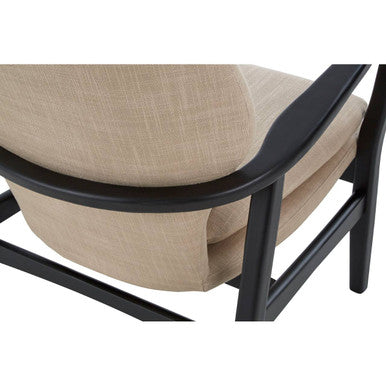 Stockholm Beige Fabric Winged Chair with Wooden Frame