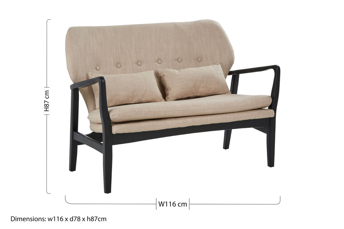 Stockholm Beige Fabric 2 Seater Sofa