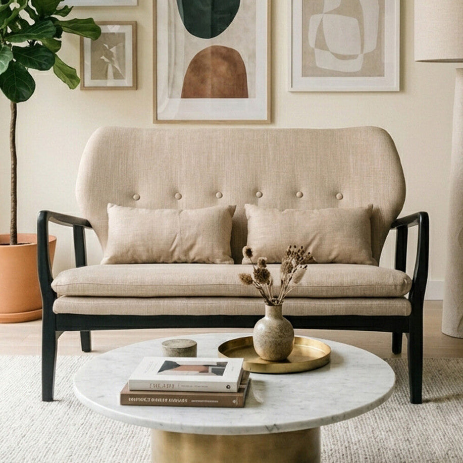 Stockholm Beige Fabric 2 Seater Sofa
