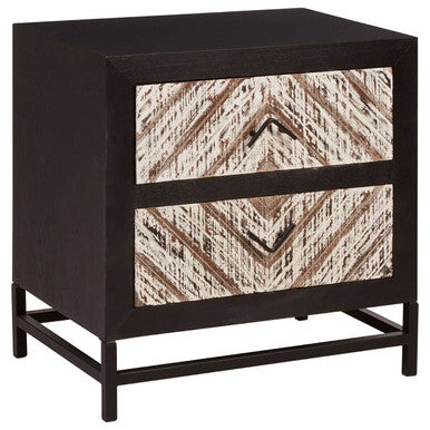 Lombok Rustic Chevron Design 2 Drawer Bedside Table