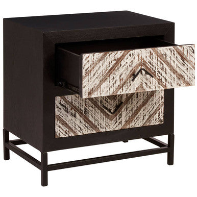 Lombok Rustic Chevron Design 2 Drawer Bedside Table