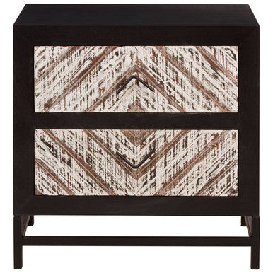 Lombok Rustic Chevron Design 2 Drawer Bedside Table