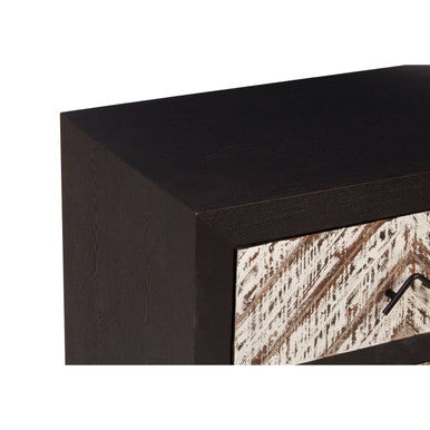 Lombok Rustic Chevron Design 2 Drawer Bedside Table